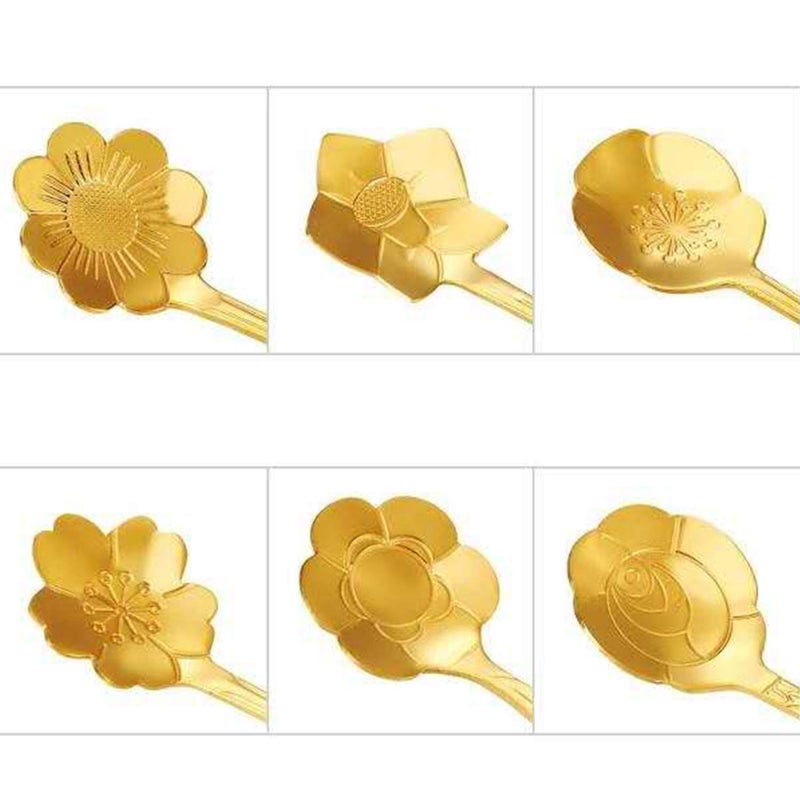 KUMOOM Stainless Steel Creative Flower Coffee Spoon Soup Spoons Sugar Spoons, Ice-Cream Tea Stirring Spoons 4.8 Inches Retro Dessert Demitasse Espresso Spoons Cutlery Kitchen Tableware-Set of 12 - Image 3